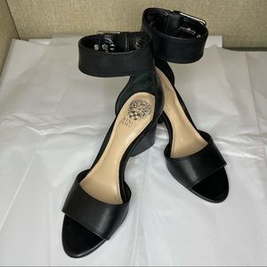 Black triangle heeled sandals